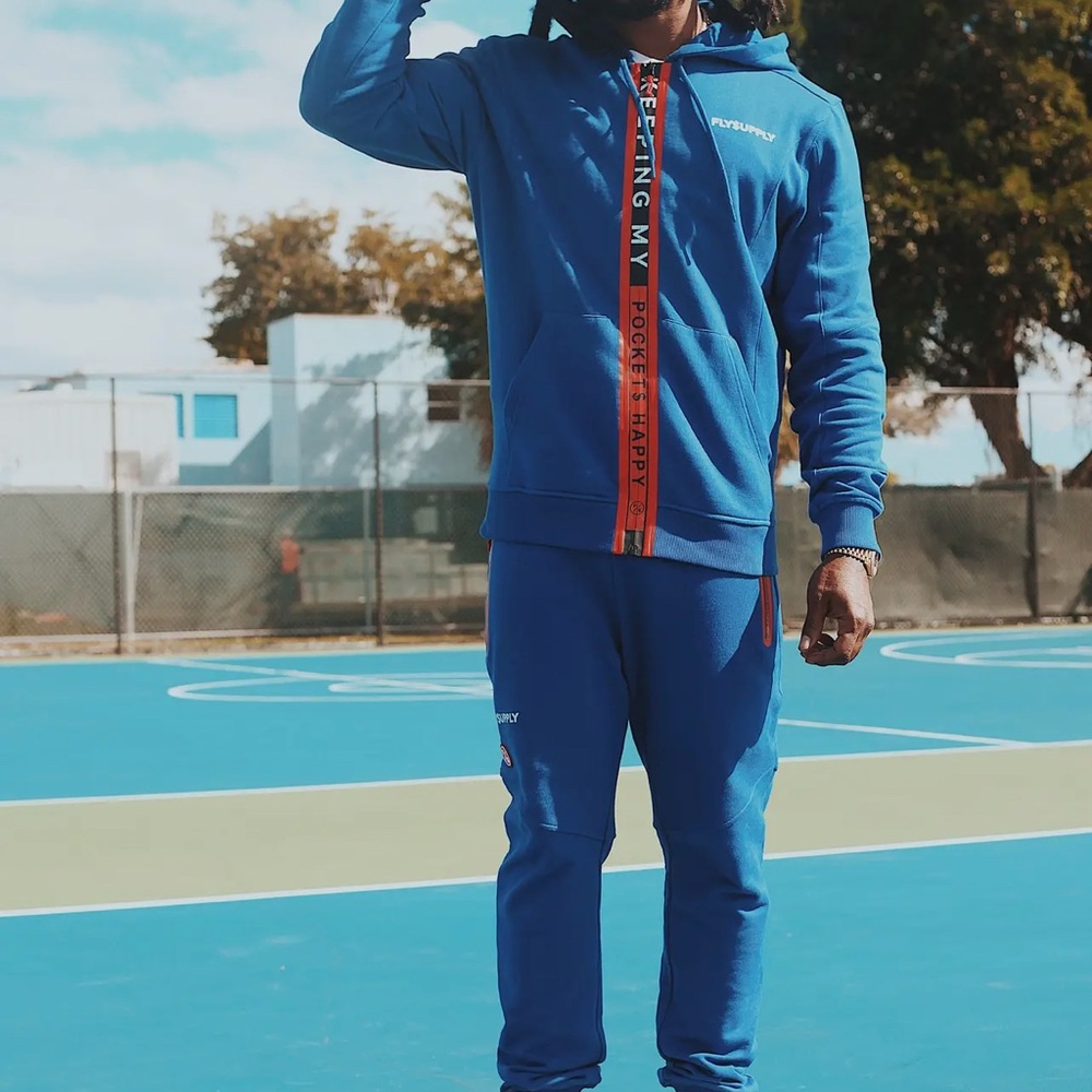 First Row Blue Men's Jogger Set